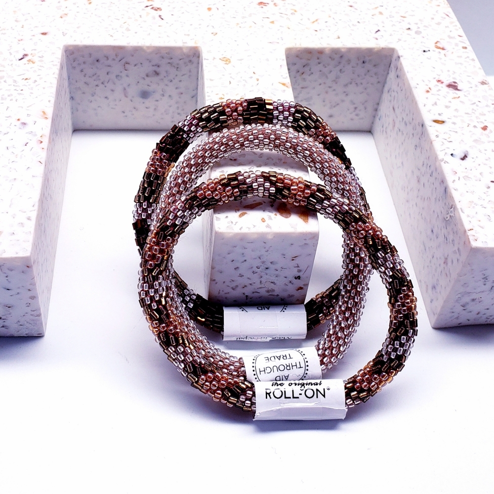 HAZELNUT -Original Roll-On® Bracelets, 7" round, made in Nepal #3 (3 pcs)